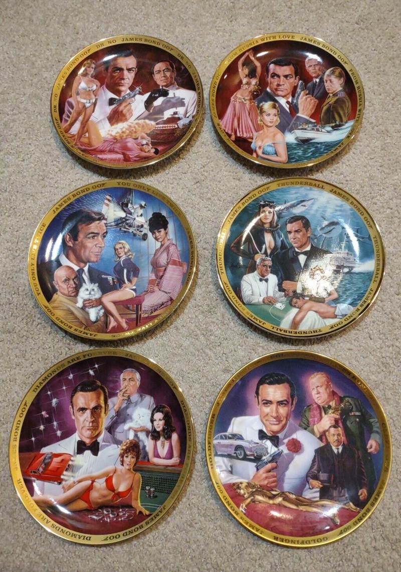James Bond 007 Franklin Mint Collection Plate Complete set of 6