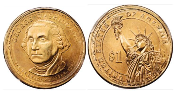 Undated (2007-P) Presidential Dollar. George Washington
