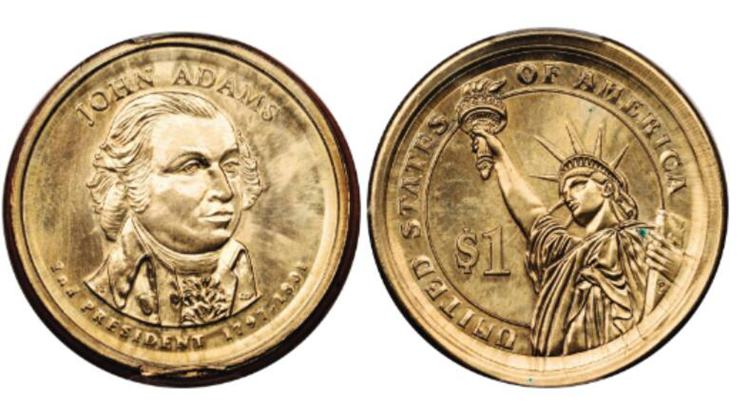 Undated (2007-P) Presidential Dollar. John Adams