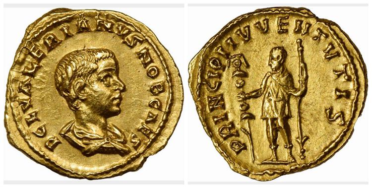 VALERIAN II AS CAESAR. AV Aureus A.D. 256-258