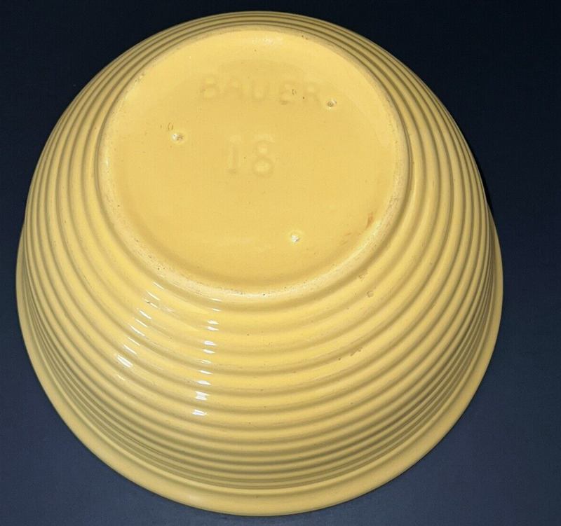 Vintage Bauer Pottery Ring Ware Yellow #18 Mixing Bowl