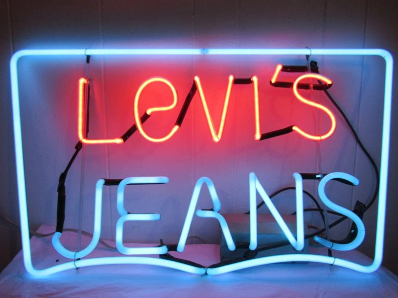 Vintage Levi's sign, neon Levi's sign, 1970s neon