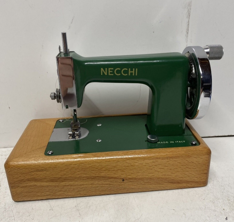 Vintage Rare Necchi Toy Sewing Machine made in Italy Beautiful Green