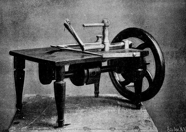 Wilson sewing machine earliest model filed in Patent Office November 12, 1850