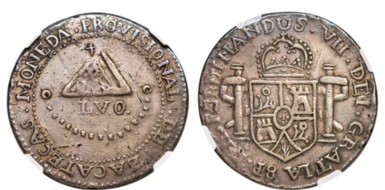 Zacatecas. War of Independence - Ferdinand VII Provisional 8 Reales